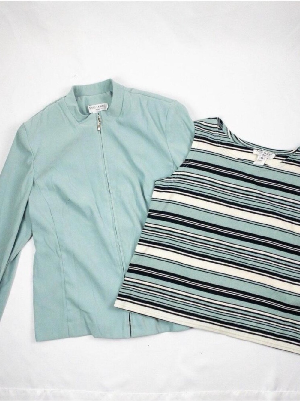 Miss Dorby Pastel Blue Faux Suede Jacket Tank Set Womens 8 M
